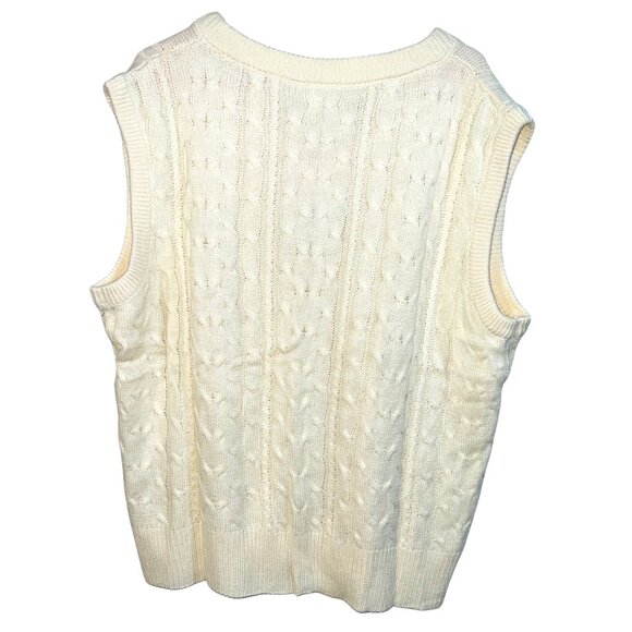New LuLaRoe Cable Knit Cream Sleeveless Sweater Vest XL 100% Acrylic - Picture 3 of 4